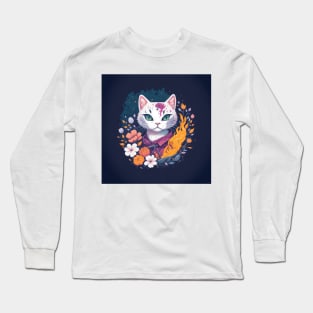 Floral Cat Long Sleeve T-Shirt